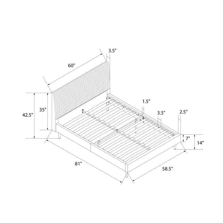 Daphne Upholstered Full Bed - Ivory Velvet