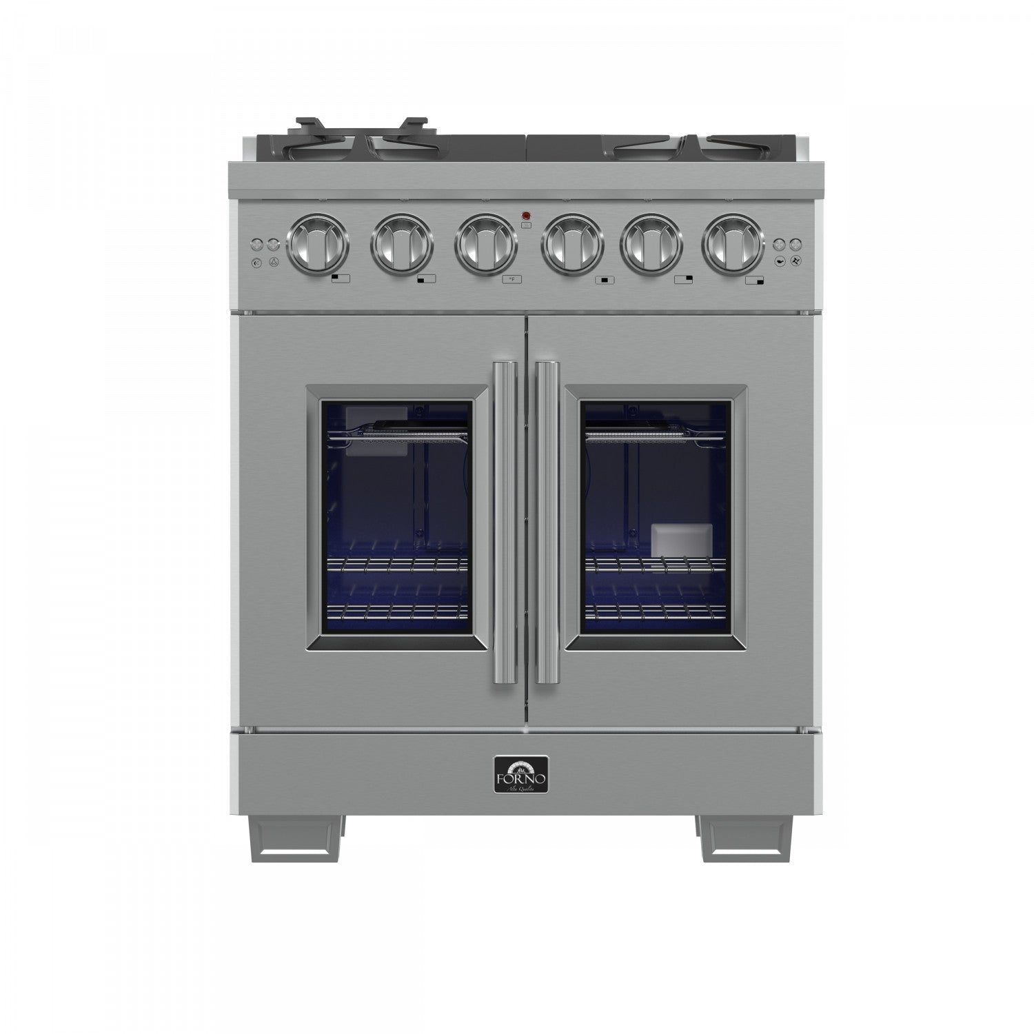 Forno Capriasca 30" Stainless Steel French Door Freestanding Gas Range with Air Fry (4.32 Cu. Ft.) - FFSGS6460-30