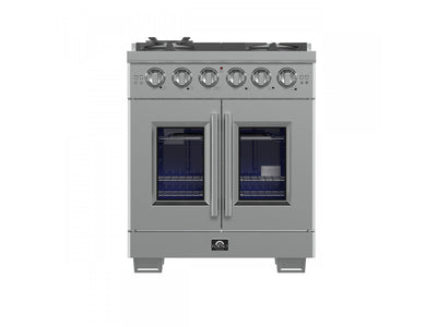 Forno Capriasca 30" Stainless Steel French Door Freestanding Gas Range with Air Fry (4.32 Cu. Ft.) - FFSGS6460-30