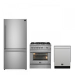 Forno Premium Stainless Steel Kitchen Package with Gas Range, Bottom Freezer Refrigerator and Dishwasher - FBDL-012-01CAUS
