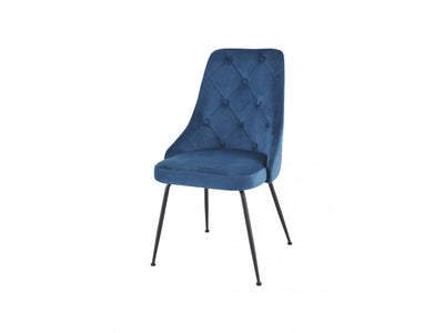 Peacock Velvet Dining Chair - Blue/Black - Set of Two