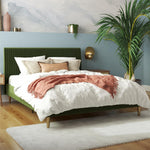 Daphne Upholstered Full Bed - Olive Green Velvet