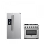 Forno Premium Stainless Steel Kitchen Package with 36" Range and Side-by-Side Refrigerator - FBDL-019-02CAUS