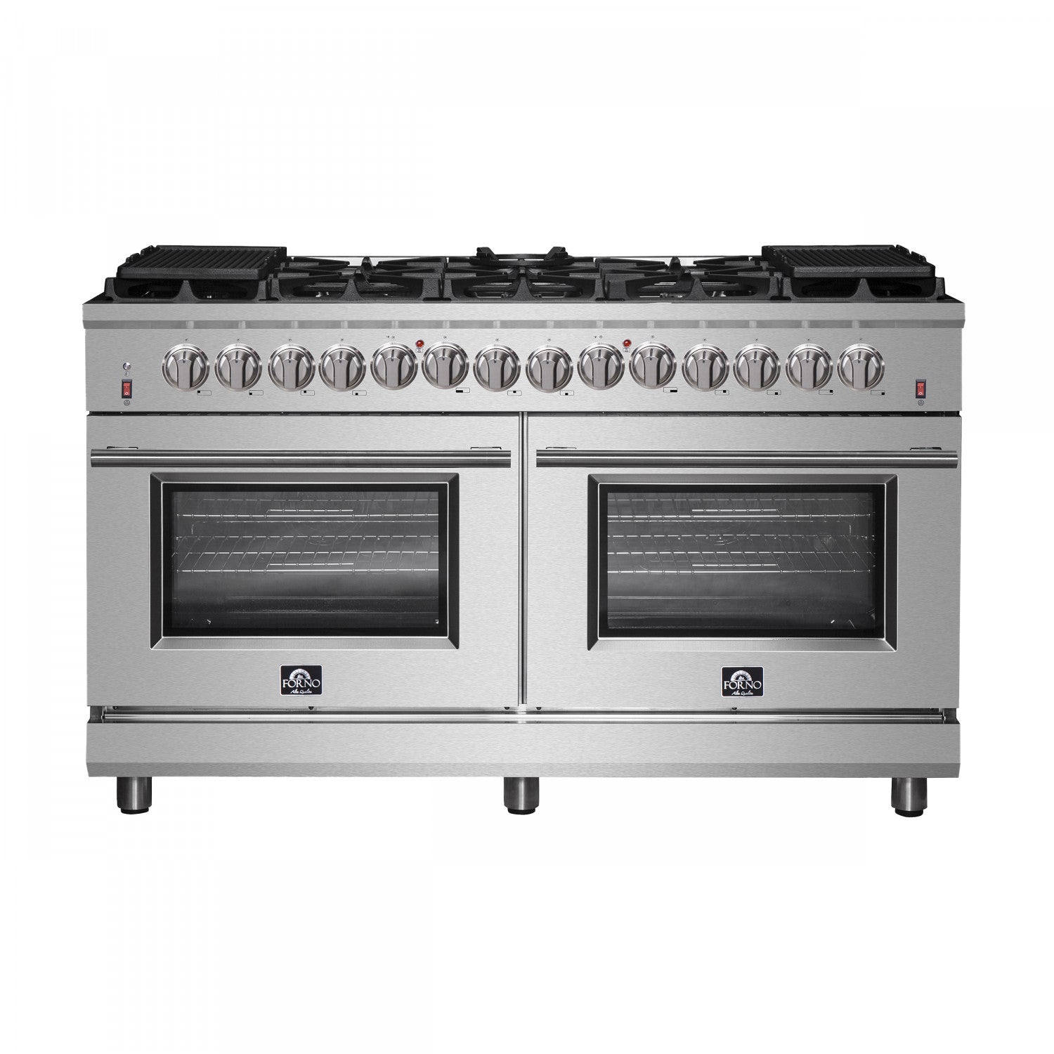 Forno Massimo 60" Stainless Steel Freestanding Dual Fuel Double Oven Range with True Convection and Air Fry (8.64 Cu. Ft.) - FFSGS6125-60
