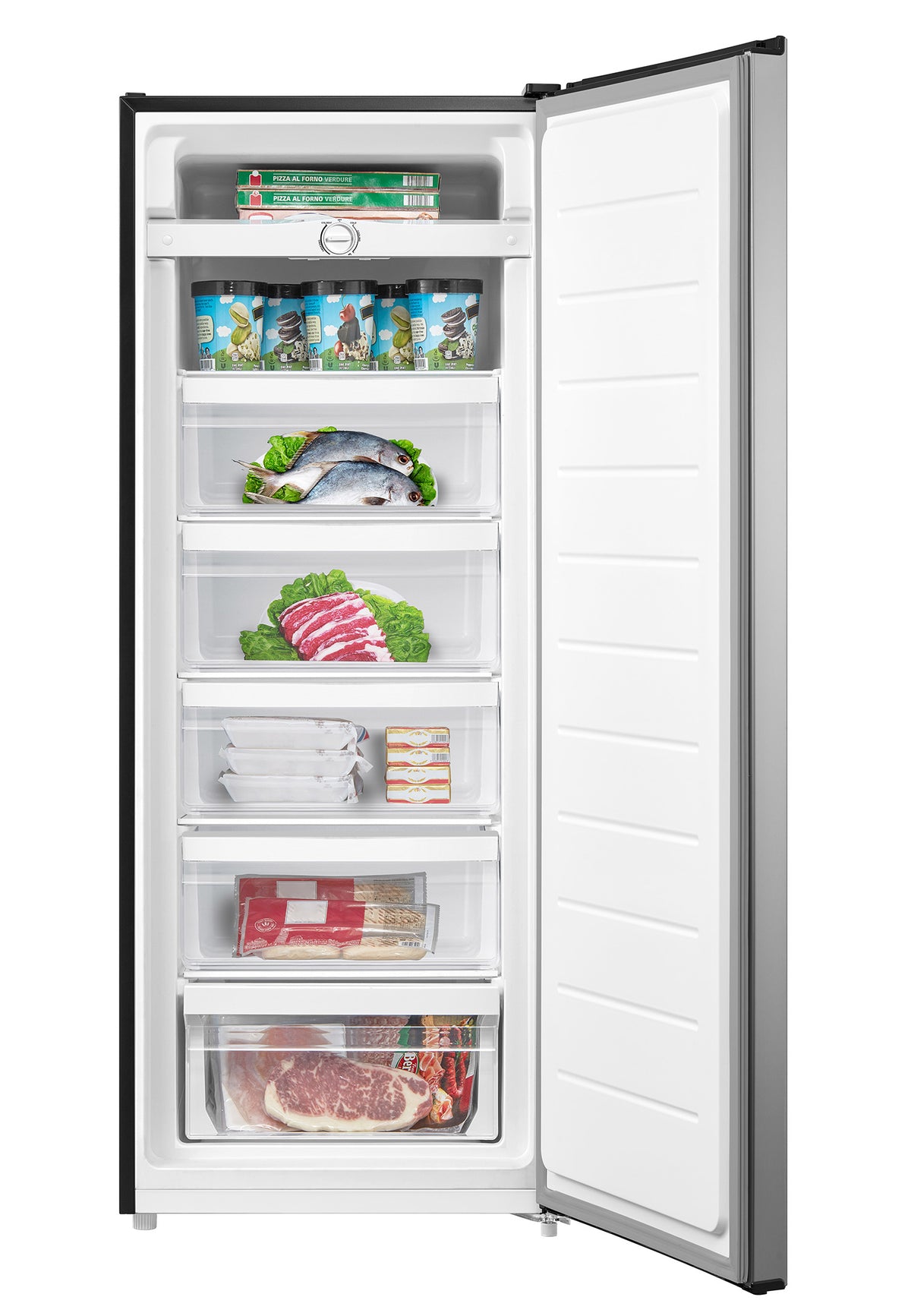 L2 Stainless Steel Upright Freezer and Convertible Fridge (6.9 Cu. Ft