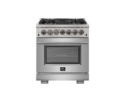 Forno Capriasca 30" Stainless Steel Dual Fuel Range with True Convection (4.32 Cu. Ft.) - FFSGS6187-30