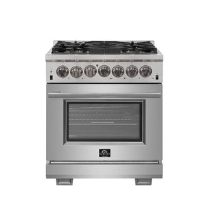Forno Capriasca 30" Stainless Steel Dual Fuel Range With True Convection (4.32 Cu. Ft.) - FFSGS6187-30