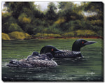 Loons on the Lake Wall Art - Green - 30 X 45