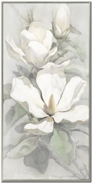 Calming Magnolia II Art - White/Grey - 48 X 24