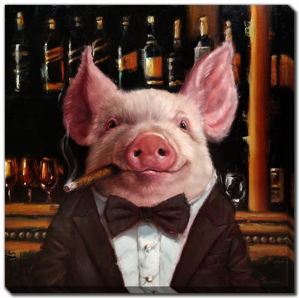 The Sophisti-pig Wall Art - Pink - 16 X 16