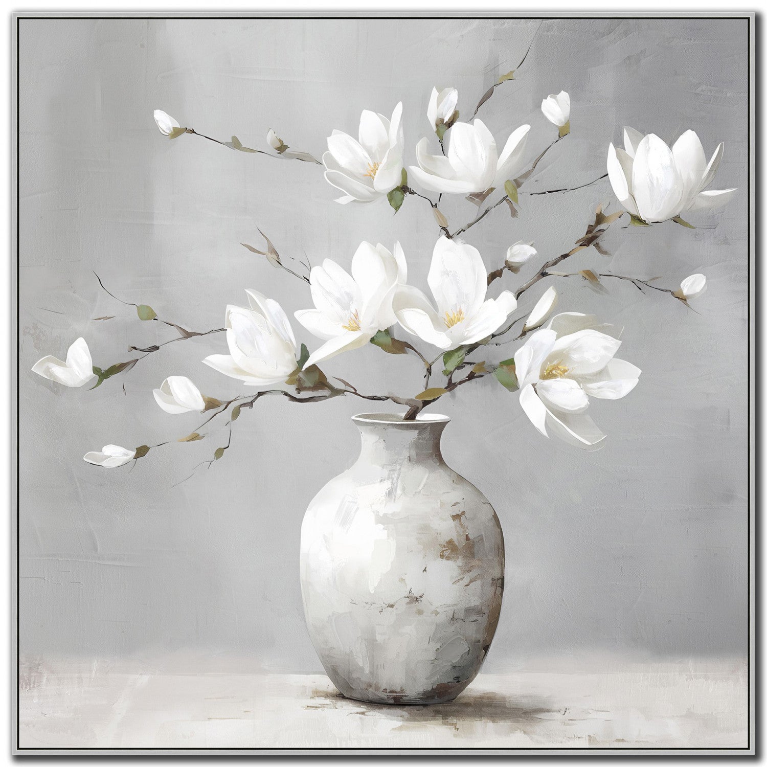 Magnolia Whispers I Wall Art - White/Grey - 32 X 32