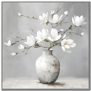 Magnolia Whispers I Wall Art - White/Grey - 32 X 32
