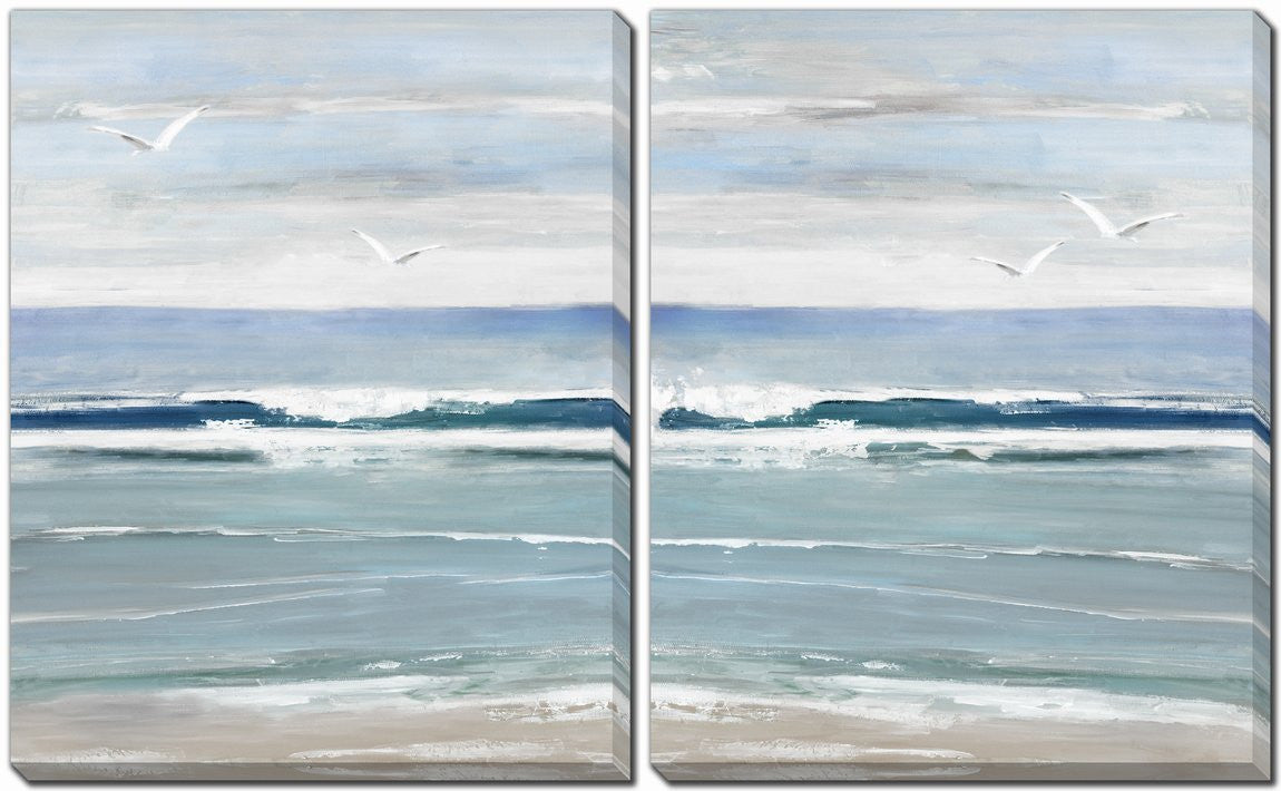 Coastal Waves Wall Art - Blue/White - 16 X 20 - Set of Two