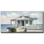 Seaside Cottage Wall Art - Blue/White - 28 X 56