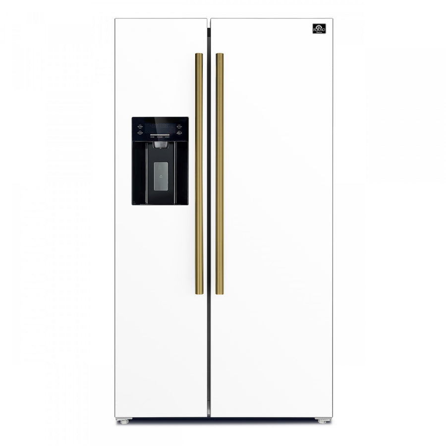 Forno Salerno 36" 20 Cu.Ft. White Side-by-Side Refrigerator with Ice & Water Dispenser - FFRBI1844-36WHT