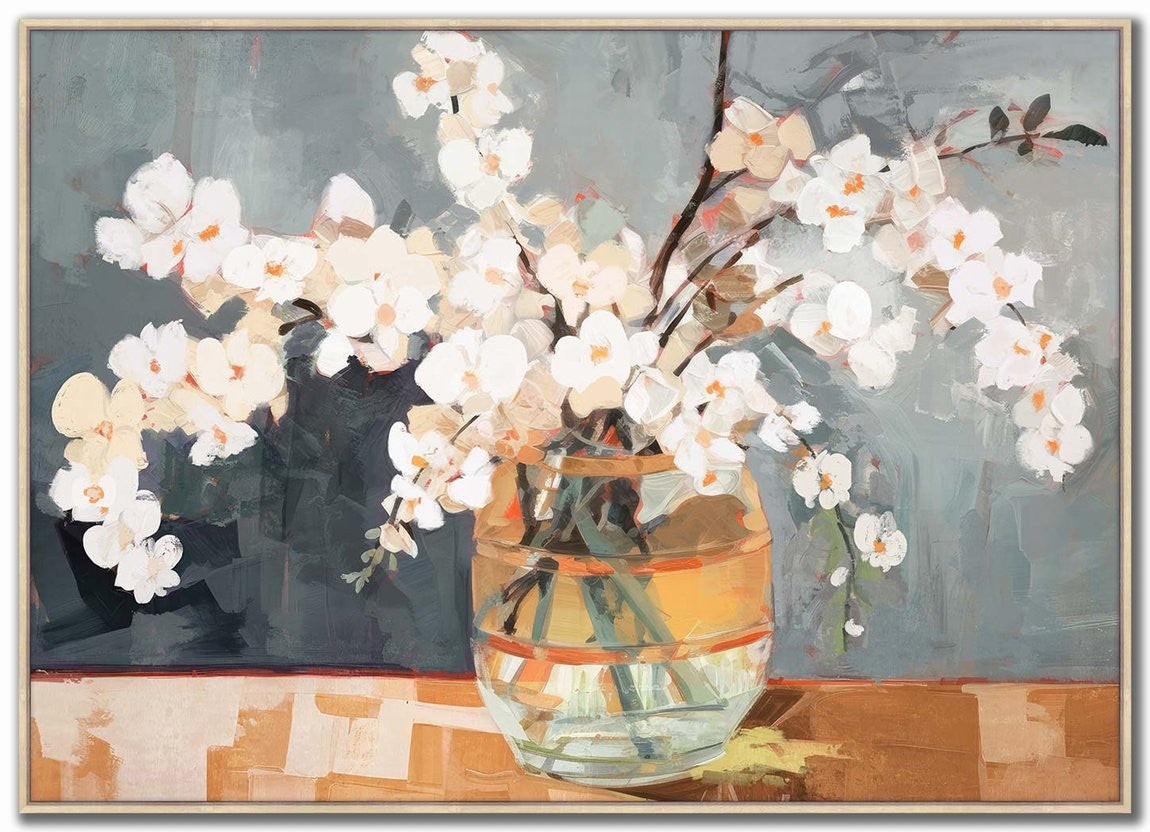 Spring in a Glass Wall Art - Blue/Orange - 40 X 55