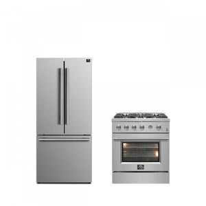 Forno Premium Stainless Steel Kitchen Package with French Door Refrigerator and Gas Range - FBDL-021-02CAUS