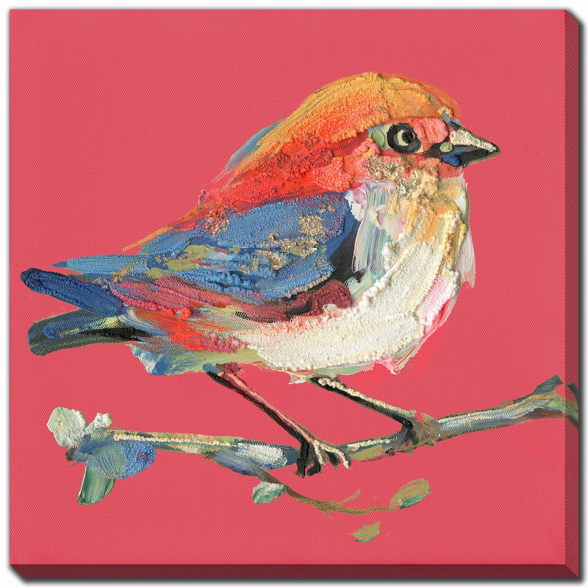 Feathered Friend Wall Art - Red - 16 X 16