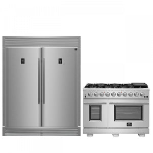 Forno Premium Stainless Steel Kitchen Package with 48" Range and 56" Convertible Refrigerator/Freezer - FBDL-019-04CAUS