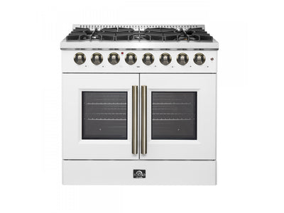 Forno Galiano 36" White French Door Dual Fuel Range with True Convection (5.36 Cu. Ft.) - FFSGS6356-36WHT
