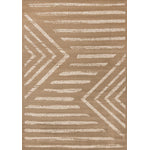 Functional Contemporary Lines Area Rug - Brown Cream - 8' X 11'
