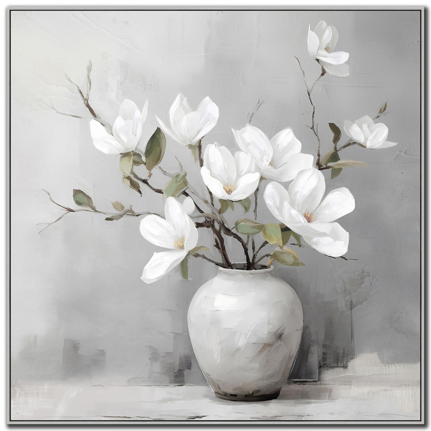 Magnolia Whispers II Wall Art - White/Grey - 32 X 32