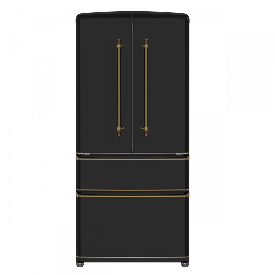 Forno Luigi 33" 18 Cu.Ft. Black French Door Refrigerator - FFFFD1791-33BLK
