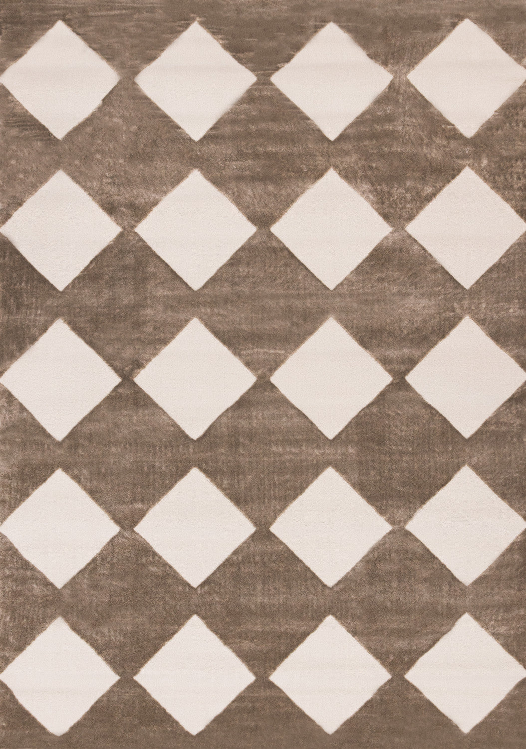 Logan Modern Diamonds Area Rug - Brown Cream - 7' X 10'