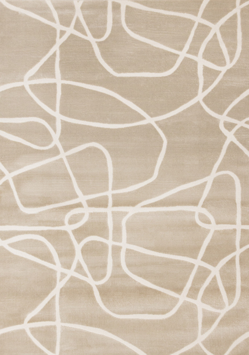 Logan Contemporary Swirls Area Rug - Beige Cream - 7' X 10'