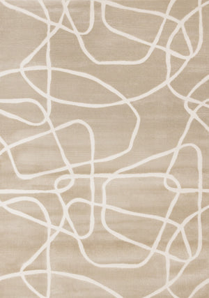 Logan Contemporary Swirls Area Rug - Beige Cream - 7' X 10'