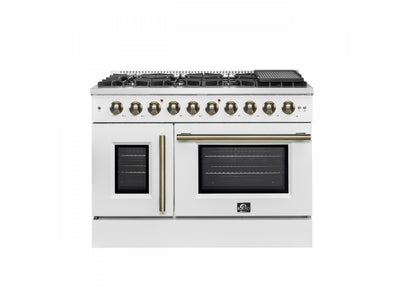 Forno Galiano 48" White Freestanding Double Oven Gas Range (6.58 Cu. Ft.) - FFSGS6444-48WHT