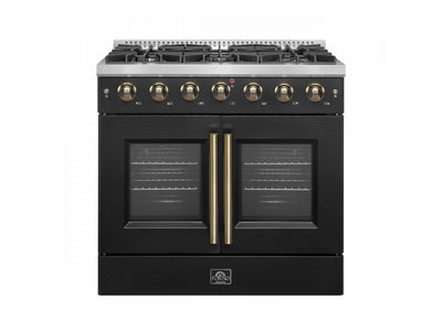 Forno Galiano 36" Black French Door Freestanding Gas Range (5.36 Cu. Ft.) - FFSGS6444-36BLK