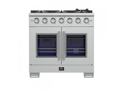 Forno Capriasca 36" Stainless Steel French Door Freestanding Gas Range with Air Fry (5.36 Cu. Ft.) - FFSGS6460-36