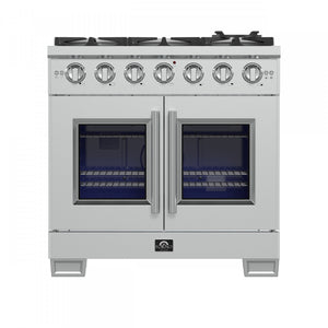 Forno Capriasca 36" Stainless Steel French Door Freestanding Gas Range (5.36 Cu. Ft.) - FFSGS6460-36