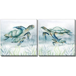 Turtle Tide Wall Art - Grey/White - 16 X 16 - Set of Two