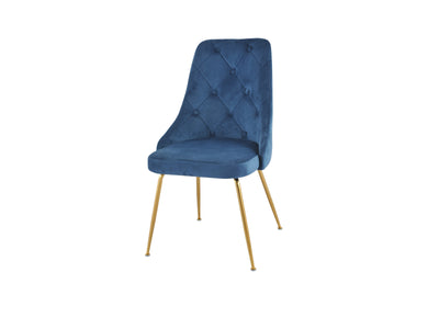 Peacock Velvet Dining Chair - Blue/Gold- Set of Two