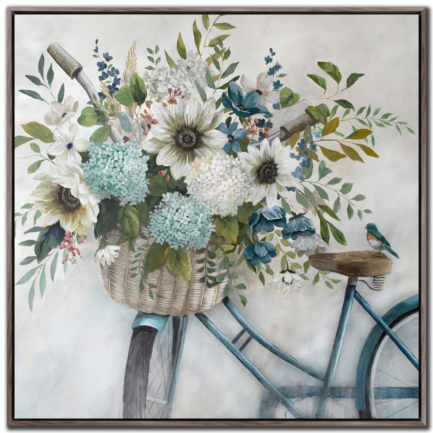 Floral Bike Wall Art - Multi-Colour - 32 X 32