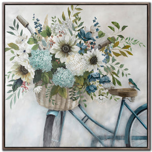 Floral Bike Wall Art - Multi-Colour - 32 X 32