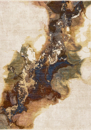 Micah Modern Galaxy Area Rug - Cream Grey Blue - 5' X 8'