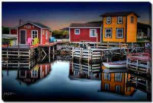 Dockside Dusk Wall Art - Blue/Red - 16 X 20