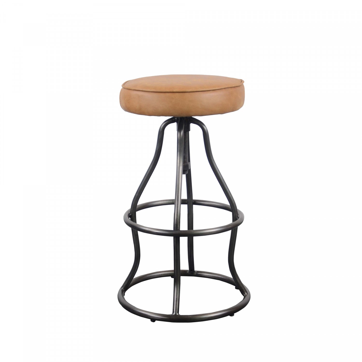 Maloe Leather Bar Stool - Cognac