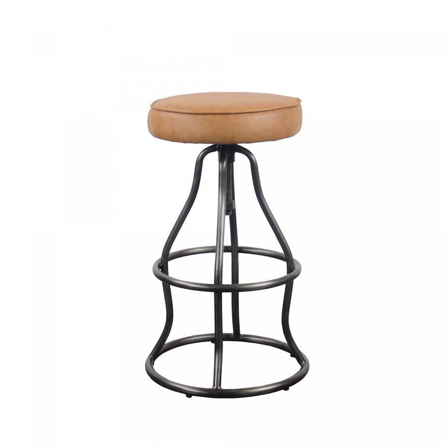 Maloe Leather Bar Stool - Cognac