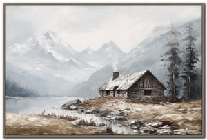 Cabin by the Peaks Wall Art - Neutral/Light Brown