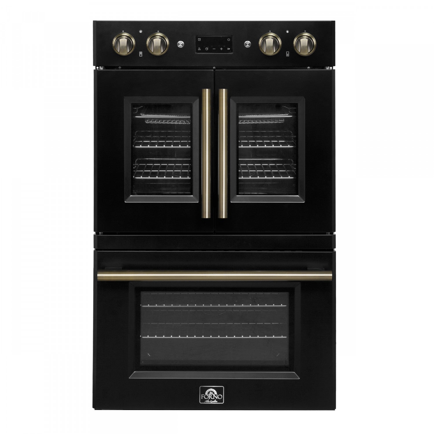 Forno Asti Black 30" French Door Double Wall Oven With Dual True Convection And Air Fry (7.36 Cu. Ft.) - FBOEL1340-30BLK