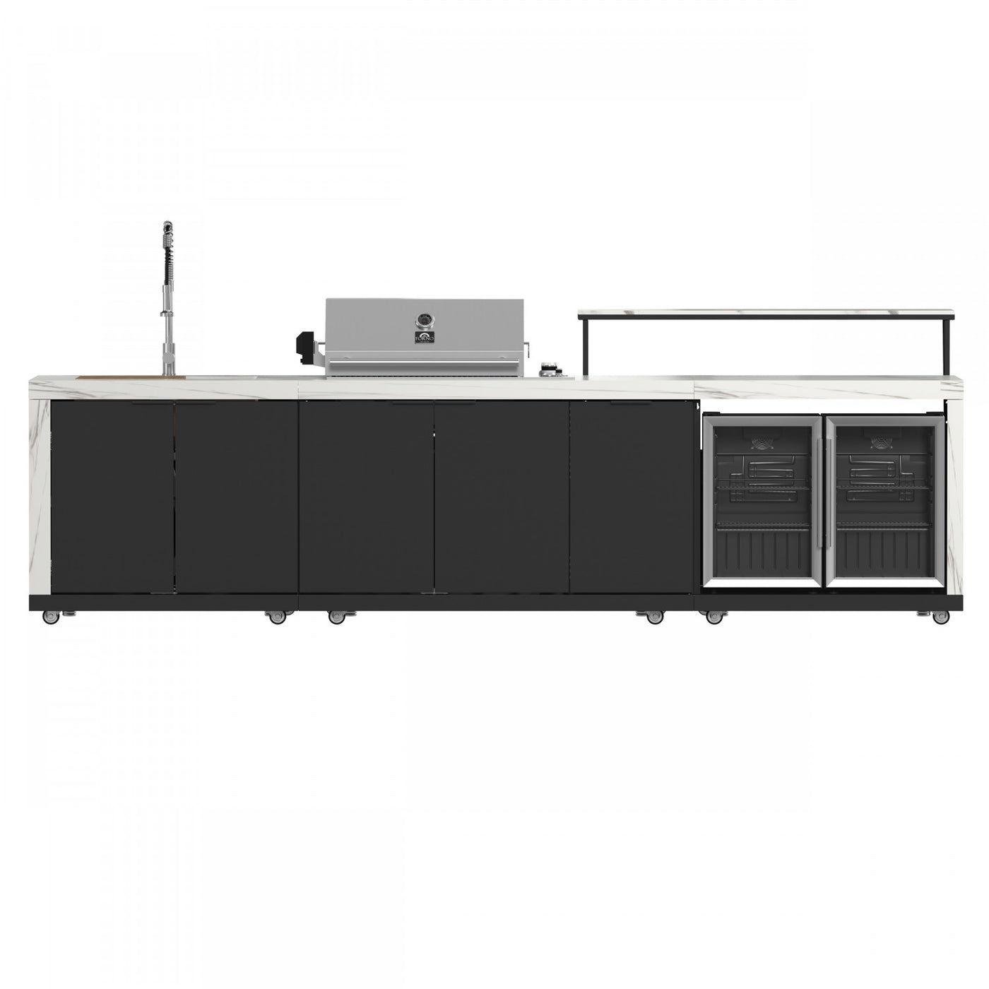 Forno Rimini White Countertop Outdoor Kitchen with 30" 62,600 BTU BBQ and 2 Beverage Centres (4.8 Cu. Ft.) - FODKT2575WHT