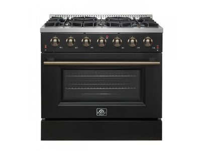 Forno Galiano 36" Black Freestanding Gas Range (5.36 Cu. Ft.) - FFSGS6244-36BLK