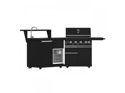 Forno All'Aperto Black Countertop Outdoor Kitchen with 62,600 BTU BBQ and Beverage Centre - FODKT2582BLK