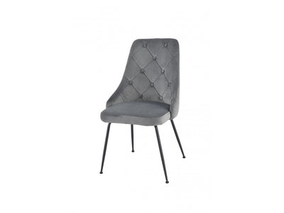 Peacock Velvet Dining Chair - Grey/Black - Set of Two