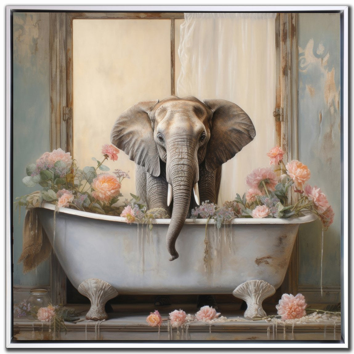 Elephant Retreat Wall Art - Multi-Colour - 24 X 24