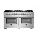 Forno Capriasca 60" Stainless Steel Freestanding Dual Fuel Double Oven Range With True Convection And Air Fry (8.54 Cu. Ft.) -  FFSGS6187-60